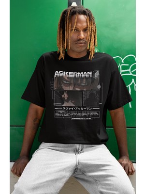 Sevbano Levi Ackerman Shingeki No Kyojin Baskılı Unisex Oversize Attack On Titan Anime Tişört