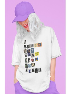 Sevbano I Could Eat That Girl For Lunch Billie Eilish Baskılı Unisex Oversize Şarkıcı Tişört