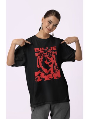 Sevbano Tasarım Billie Eilish Baskılı Unisex Oversize Şarkıcı Tişört