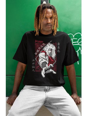 Sevbano Jiraiya Baskılı Unisex Oversize Naruto Anime Dizi Karakter Tişört