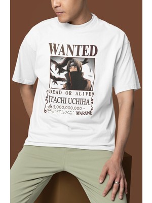 Sevbano Tasarım Uchiha Itachi Baskılı Unisex Oversize Naruto Anime Dizi Karakter Tişört