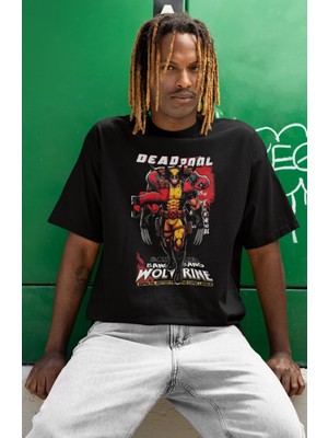 Sevbano Deadpool Wolverine Film Kahramanları Baskılı Unisex Oversize Tişört