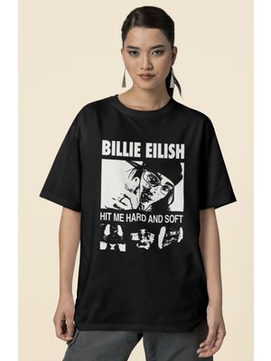 Sevbano Vintage Billie Eilish Hit Me Hard And Soft Baskılı Unisex Oversize Şarkıcı Tişört