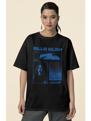 Sevbano Tasarım Billie Eilish Baskılı Unisex Oversize Şarkıcı Tişört
