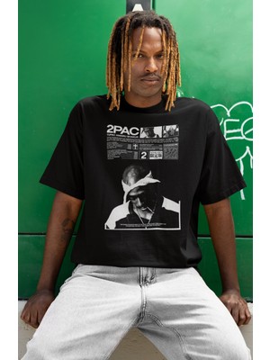 Sevbano 2pac Tupac Amaru Shakur Rapper Baskılı Unisex Oversize Şarkıcı Tişört