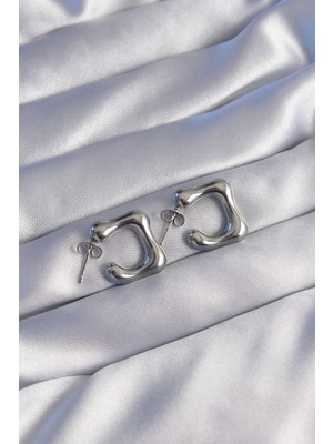 Najmaddin 316L Çelik Gümüş Renk Minimal Bubble Küpe