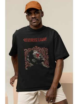 Sevbano Kendrick Lamar Rapper Baskılı Unisex Oversize Şarkıcı Tişört