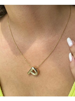 Altın Renk P Harf Çelik Balon Kolye