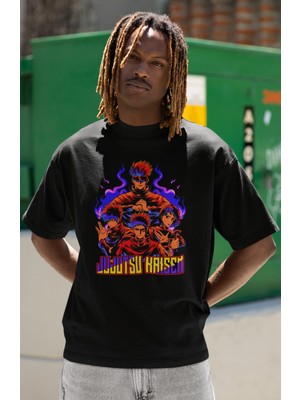 Sevbano Jujutsu Kaisen Anime Dizi Karakterler Baskılı Unisex Oversize Gojo Satoru Hoodie