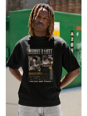 Sevbano Monkey D. Luffy Baskılı Unisex Oversize One Piece Anime Dizi Karakter Tişört