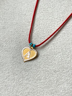 Rupen Kraft Kırmızı Ipli 14 Ayar Altın A Harfi Kolye Altın Kalpli Harf Kolye Altın Harf