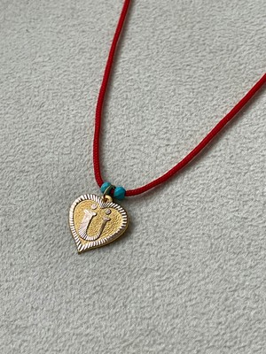 Rupen Kraft Kırmızı Ipli 14 Ayar Altın Ü Harfi Kolye Altın Kalpli Harf Kolye Altın Harf