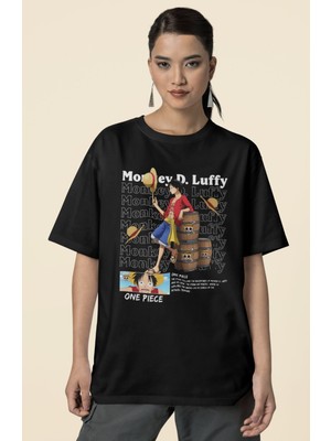 Sevbano Monkey D. Luffy One Piece Baskılı Unisex Oversize Anime Dizi Karakter Tişört