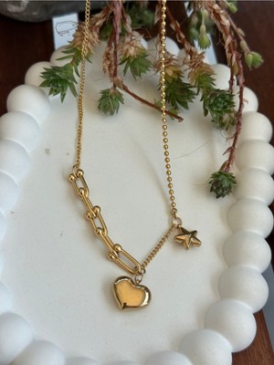 Normadia Parlak Çelik Kalp Tasarımlı Zarif Kolye, Şık Takı Hediye