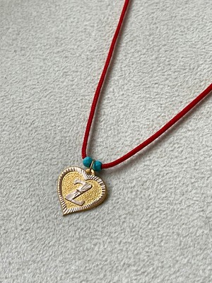 Rupen Kraft Kırmızı Ipli 14 Ayar Altın Z Harfi Kolye Altın Kalpli Harf Kolye Altın Harf