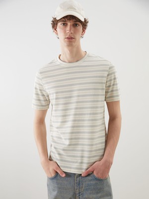Lc Waikiki Yeni Sezon Bisiklet Yaka Çizgili Erkek Tişört