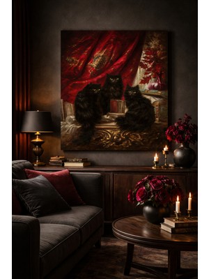 Artease Carl Kahler Üç Siyah Kedi (1906) Kanvas Tablo