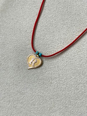 Rupen Kraft Kırmızı Ipli 14 Ayar Altın R Harfi Kolye Altın Kalpli Harf Kolye Altın Harf