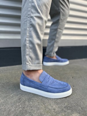 Zapatos JY180 Estilo x Bağcıksız Süet Erkek Günlük Spor Klasik Ayakkabı Sbt - Mavi