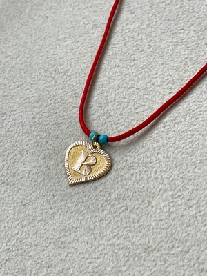 Rupen Kraft Kırmızı Ipli 14 Ayar Altın B Harfi Kolye Altın Kalpli Harf Kolye Altın Harf