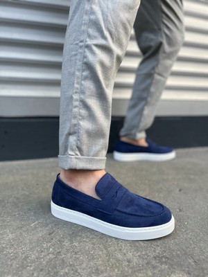 Zapatos JY180 Estilo x Bağcıksız Süet Erkek Günlük Spor Klasik Ayakkabı Sbt - Lacivert