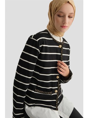 Armine Çizgili Ceket Siyah