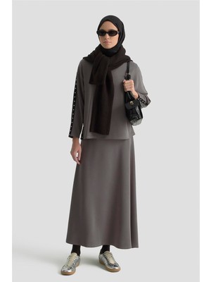 Armine Şeritli Örme Takım 25KD1163 Antrasit