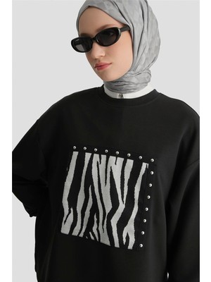 Armine Zebra Desenli Örme Takım 25KD2802 Siyah