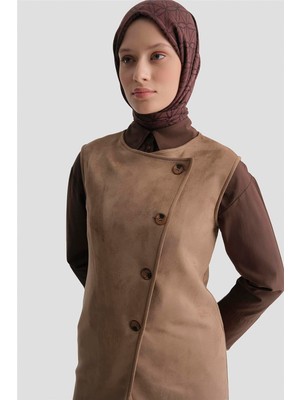 Armine Yelekli Süet Takım 25KD4395 Camel