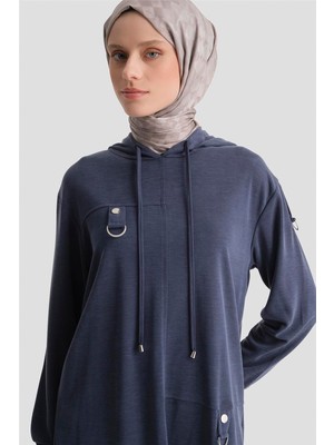 Armine Kapüşonlu Örme Takım 25KD4386 Lacivert