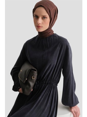 Armine Işlemeli Yelekli Kupra Takım Indigo