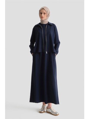 Armine Ceketli Elbise Modal Takım Lacivert