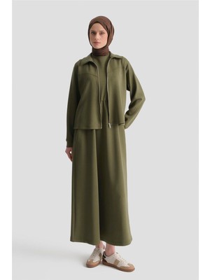 Armine Ceketli Elbise Modal Takım Haki
