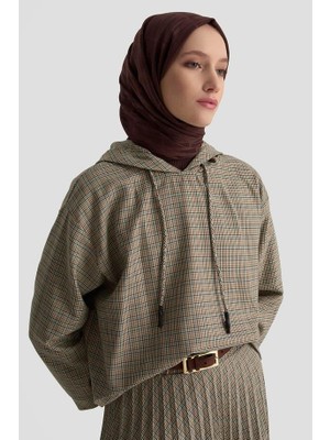 Armine Kapüşonlu Desenli Takım Camel