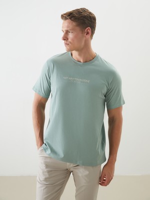 Lc Waikiki Yeni Sezon Bisiklet Yaka Baskılı Penye Erkek Tişört