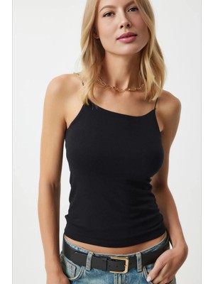 Hazelin Kadın Siyah Ip Askılı Örme Body Bluz HZL24S-ZK11001
