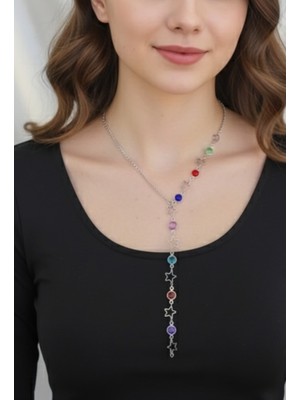 Normadia Renkli Y Tarzı Şık Kadın Kolye, Zarif ve Modern Tasarım