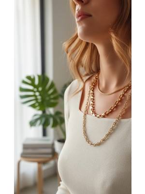 Normadia Şık Çelik 3'lü Kombin Takı Seti, Modern ve Zarif Tasarım