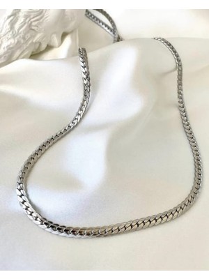 Normadia Gümüş Renk Unisex Çelik Kalın Örme Zincir 55 Cm, Şık ve Dayanıklı Tasarım