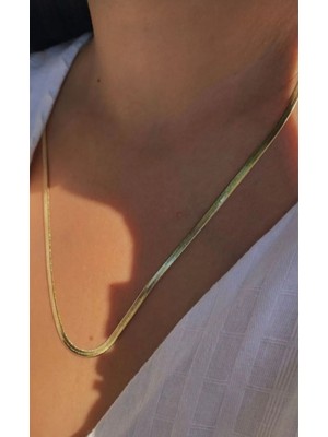 Normadia 14K Gold Renk Italyan Kadın Zincir Kolye, Zarif ve Şık Tasarım