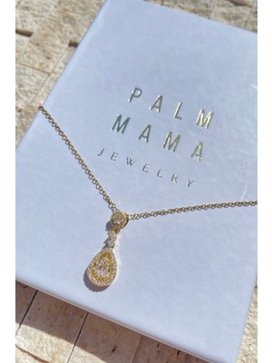 Normadia Şık Gold Taşlı Sallantılı Dekolteli Etekli Davet Kolye