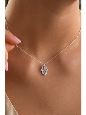 Normadia 925 Ayar Gümüş Rodyum Kaplama Fatma Ana Eli Kolye, Şık ve Anlamlı Tasarım