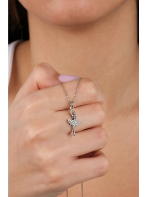 Normadia Şık 925 Ayar Gümüş Balerin Kolye, Zarif ve Parlak Tasarım