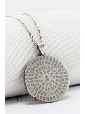 Normadia Çift Taraflı Çelik Kolye, Ayetel Kürsi ve Esmaül Hüsna Yazılı Plaka