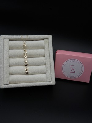 Normadia 925 Ayar Gümüş Kaplama Yıldızlı Y Kolye, Zincirli Kadın Takısı