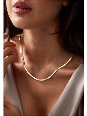 Normadia Minimal Şık 316L Paslanmaz Çelik Gold Zincir Kolye 65 cm