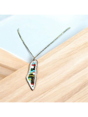 Normadia Mescid-I Aksa Temalı Özel Tasarım Kolye, Filistin Haritalı Şık Takı