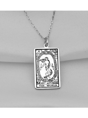 Normadia 925 Ayar Gümüş Dünya Temalı Tarot Kolye, Zarif ve Anlamlı Takı