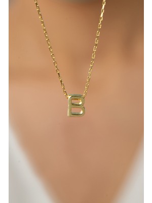 Normadia Şık 3D B Harf Gümüş Kolye, Kadınlar Için Zarif Takı Seçeneği