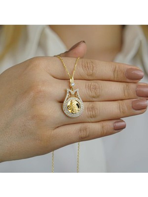 Normadia Lale Desenli 925 Ayar Gümüş Kadın Kolye, 60 Cm, Altın Kaplama